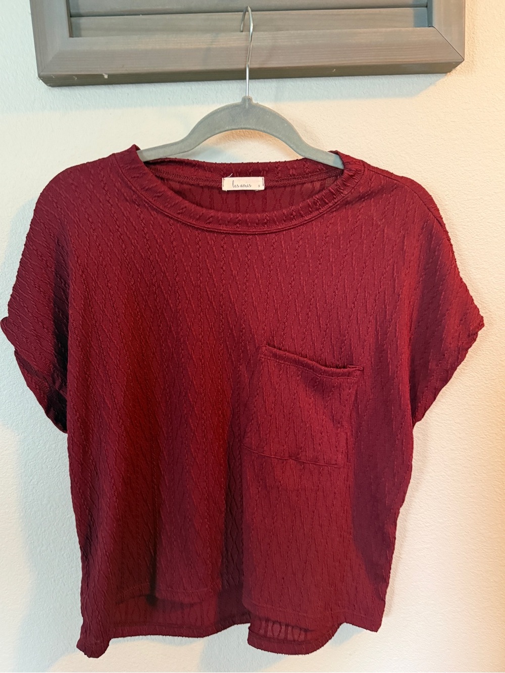 Les Amis Relaxed Short-Sleeve Pocket Tee in Burgundy by Lush